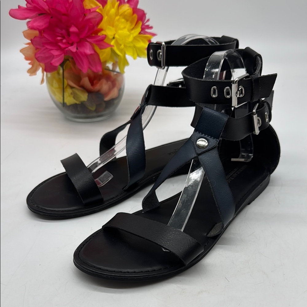 American Eagle Outfitters Black and Blue Gladiator Strappy Sandals Size 8